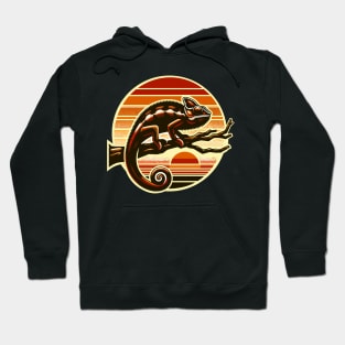 Chameleon on a tree branch with sunset Hoodie